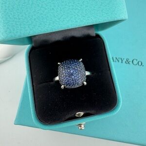 Tiffany & Co. Blue Sapphire Sugar Stack Ring 18k White Gold